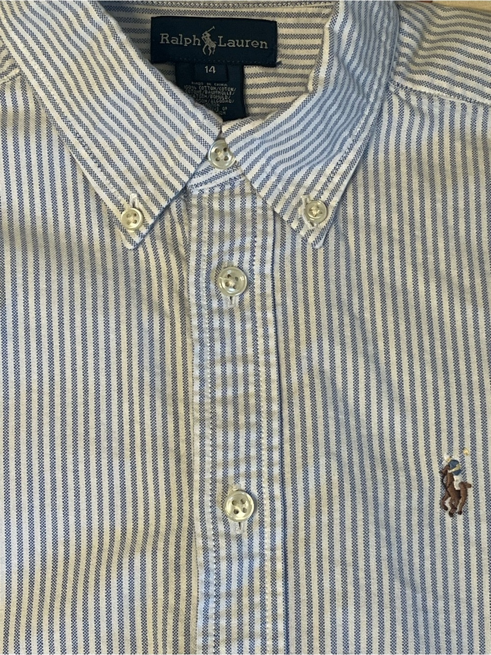 Ralph Lauren Boys Oxford (size 14) in blue/white